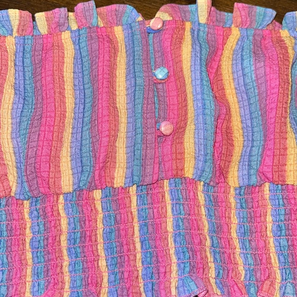 Superdown blue/pink striped off the shoulder top - Picture 3 of 9